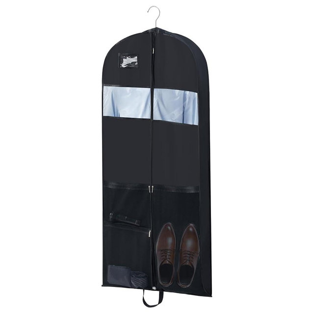 54" Garment Bag for Business Travelers, Wrinkle-free Suit Storage Bag, Tear-Resistant, Suit Bags with 4" Gusset, Foldable Design Clear Mesh Pockets for Easy Organization, Perfect for Men on the Go