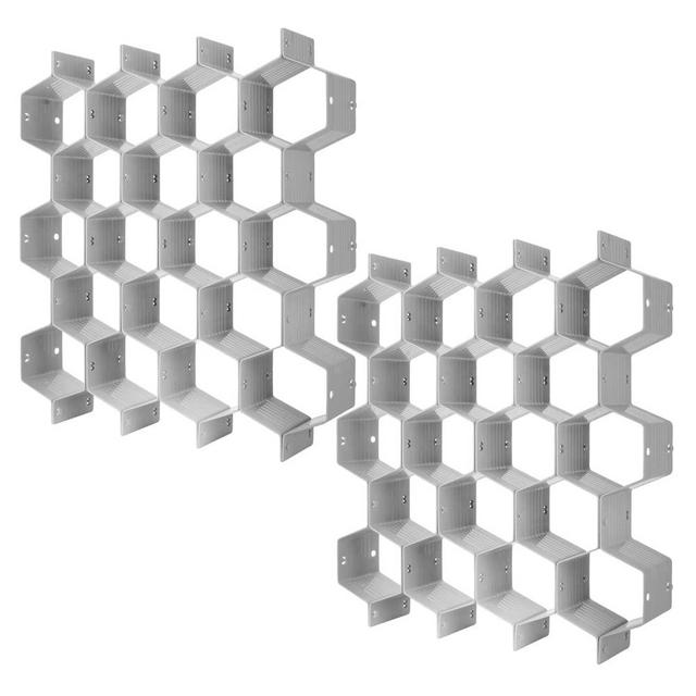 Poeland Drawer Divider Organizer DIY Plastic Grid Honeycomb Drawer Divider Gray 2 Pack
