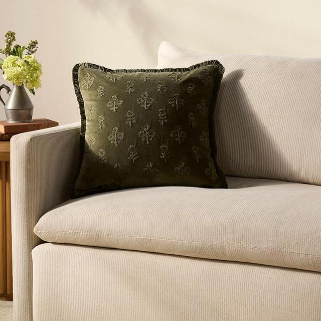 Loloi Chris Loves Julia Darla Collection PCJ0025 Olive 18'' x 18'' Cover w/Down Pillow