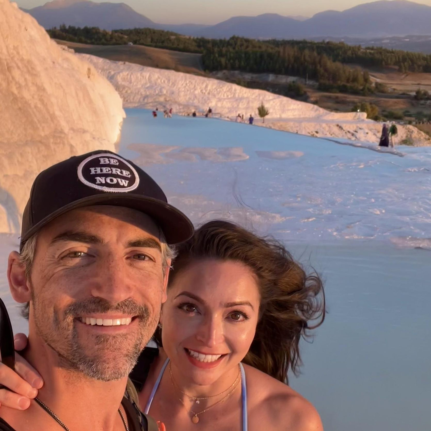Natural thermal pools at the Travertine Terraces in Pamukkale, Turkey
