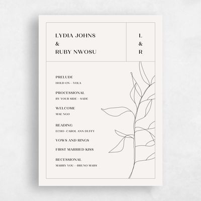 Beige Simple Wedding Program - Linwood