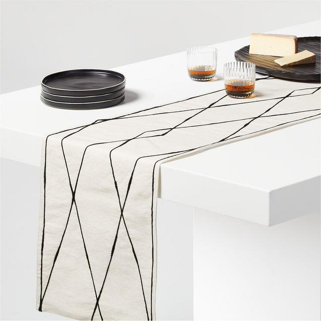 Caladesi 90" Natural Embroidered Table Runner