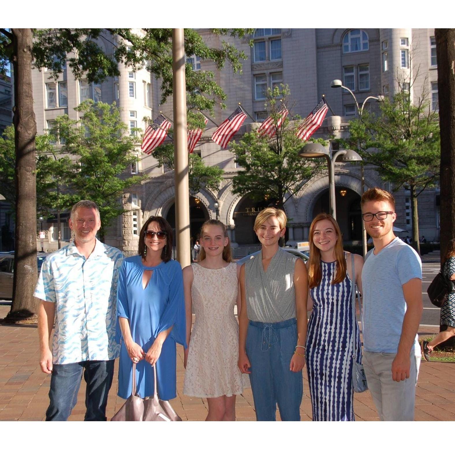 The Comba family excited to eat at the Trump Hotel in DC.