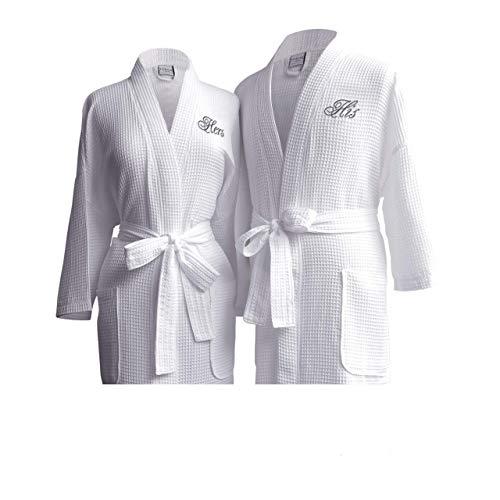 Luxor Linens Waffle Weave Spa Bathrobe - Ciragan Collection - Luxurious, Super Soft, Plush & Lightweight - 100% Egyptian Cotton, Made in Turkey (His/Hers, with Gift Packaging)