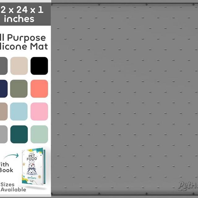 32x24x1” XL Dog Food Mat - All Purpose Under Sink Liner, Washer and Dryer Covers for The Top, Silicone Griddle Mat for Blackstone - Raised Edges Dog Mat for Food and Water Prevent Spill, Waterproof