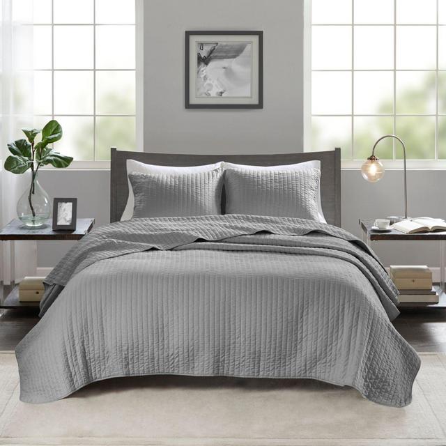 Madison Park Keaton 3-Piece King/California King Coverlet Set in Grey