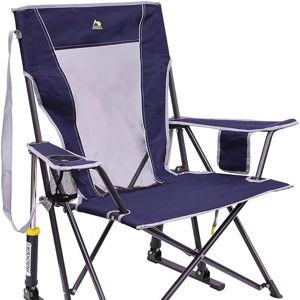 GCI Outdoor Comfort Pro Rocker Collapsible Rocking Chair & Outdoor Camping Chair, Indigo Blue