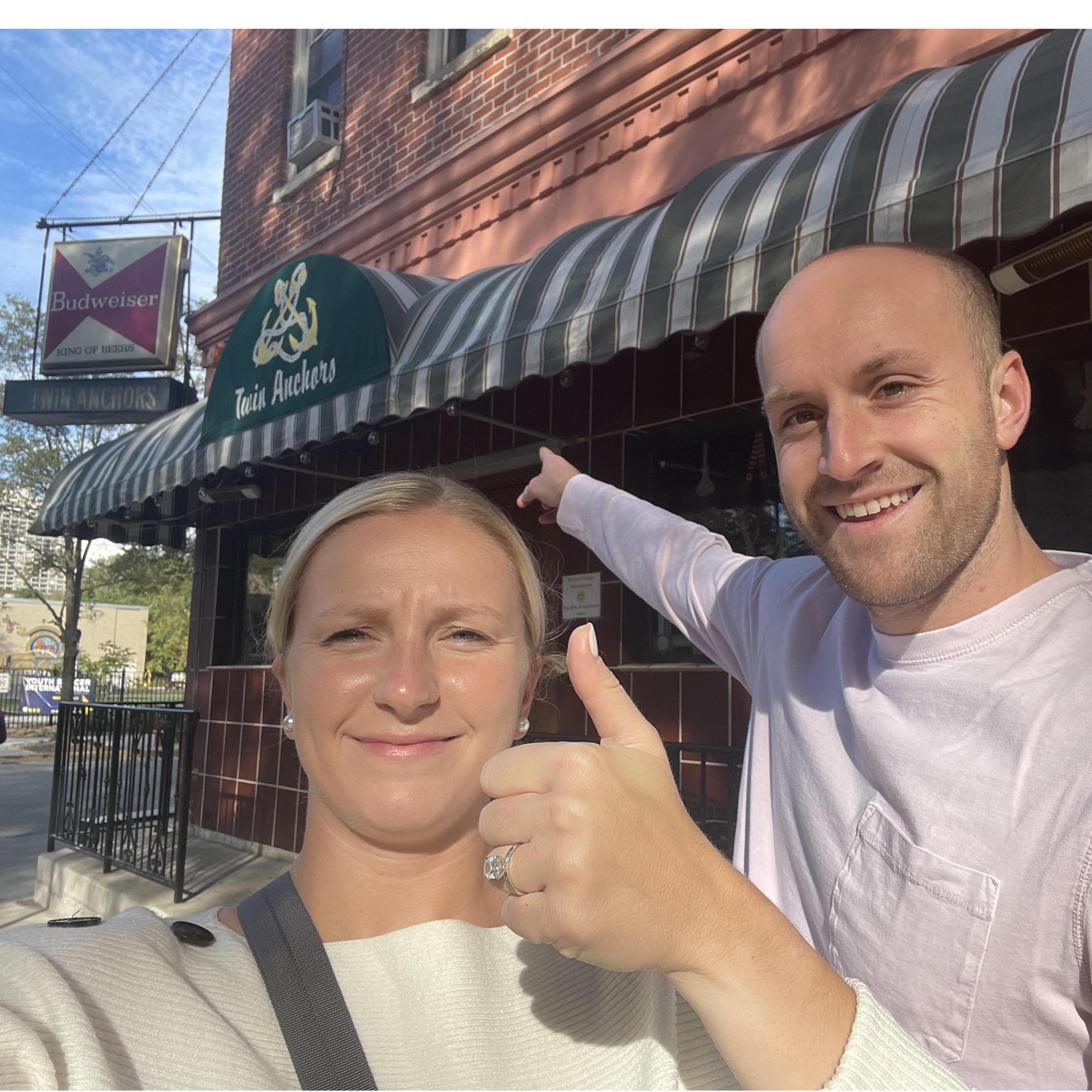 The world famous Twin Anchors in Chicago (only .4 miles from our apartment!)