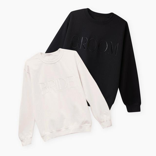 BRIDE and GROOM Embroidered Sweatshirt Set