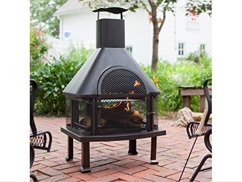 Outdoor Fireplace - Wood Burning Outdoor Fireplace with Smokestack; Gather Around the Fire in Your Backyard with This Modern Outdoor Fireplace