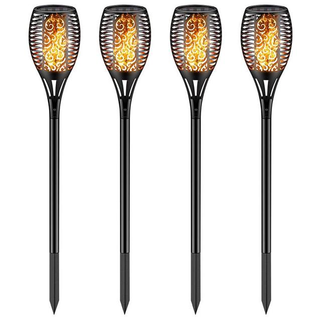 Solar Torch Light with Flickering Flame,Fire Effect Lantern,Dancing Flame,Solar Garden Light, Dust to Dawn,Outdoor Waterproof Garden Decoration, Solar Powered Stick Light ZKEE(Set of 4)
