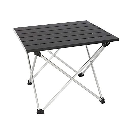 Sutekus Folding Table Camping Side Tables with Aluminum Table Top and Carry Bag (Black)