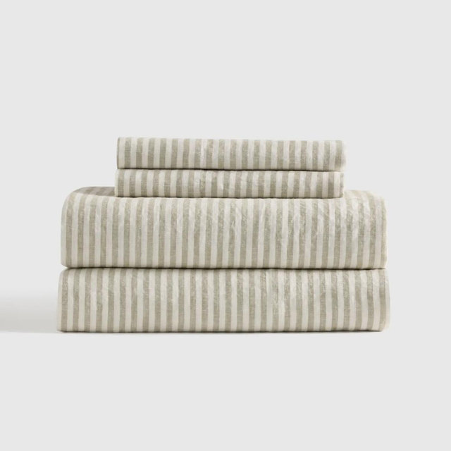 European Linen Sheet Set - King - willowleaf stripe