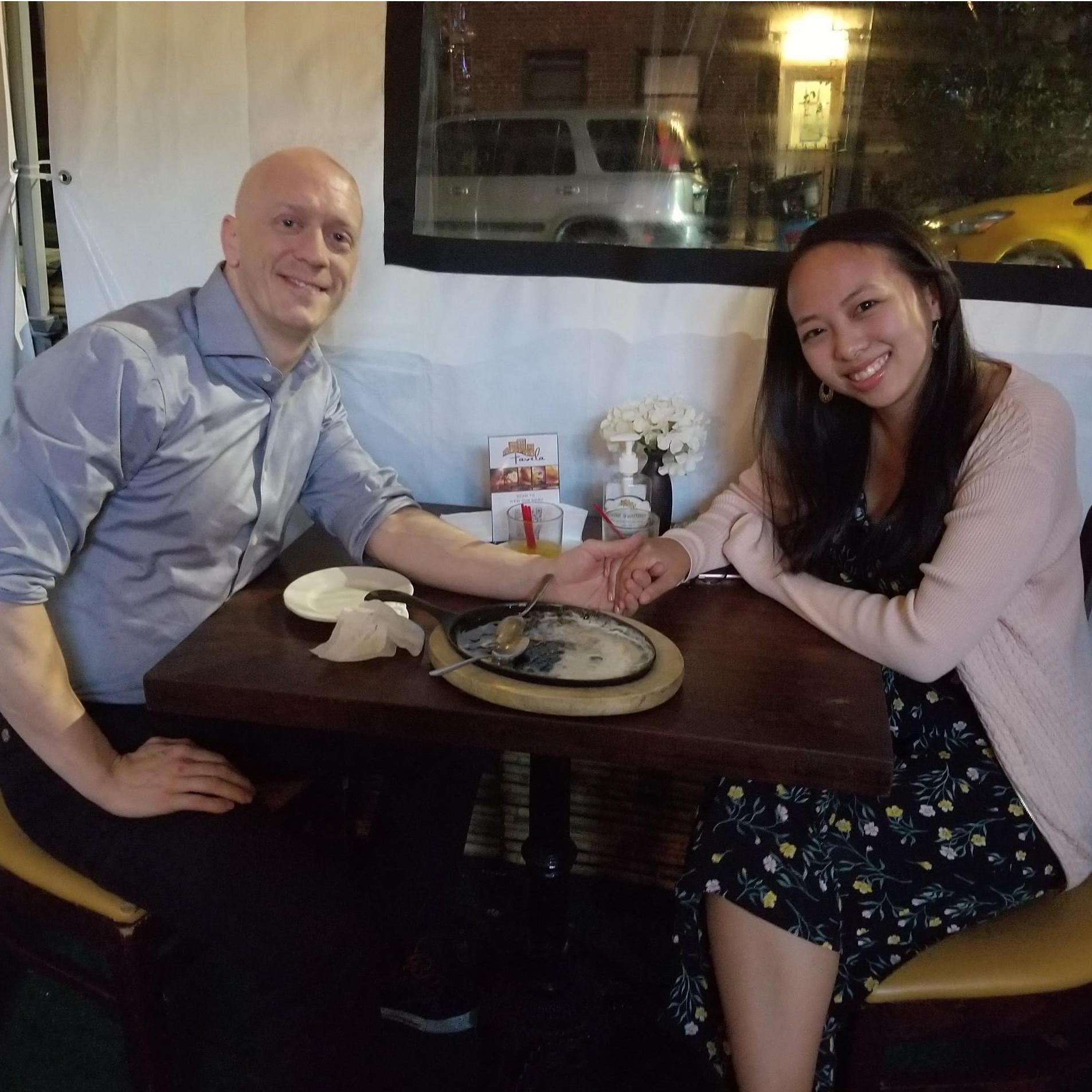 Our first date at Favela Grill, a Brazilian restaurant in Astoria.