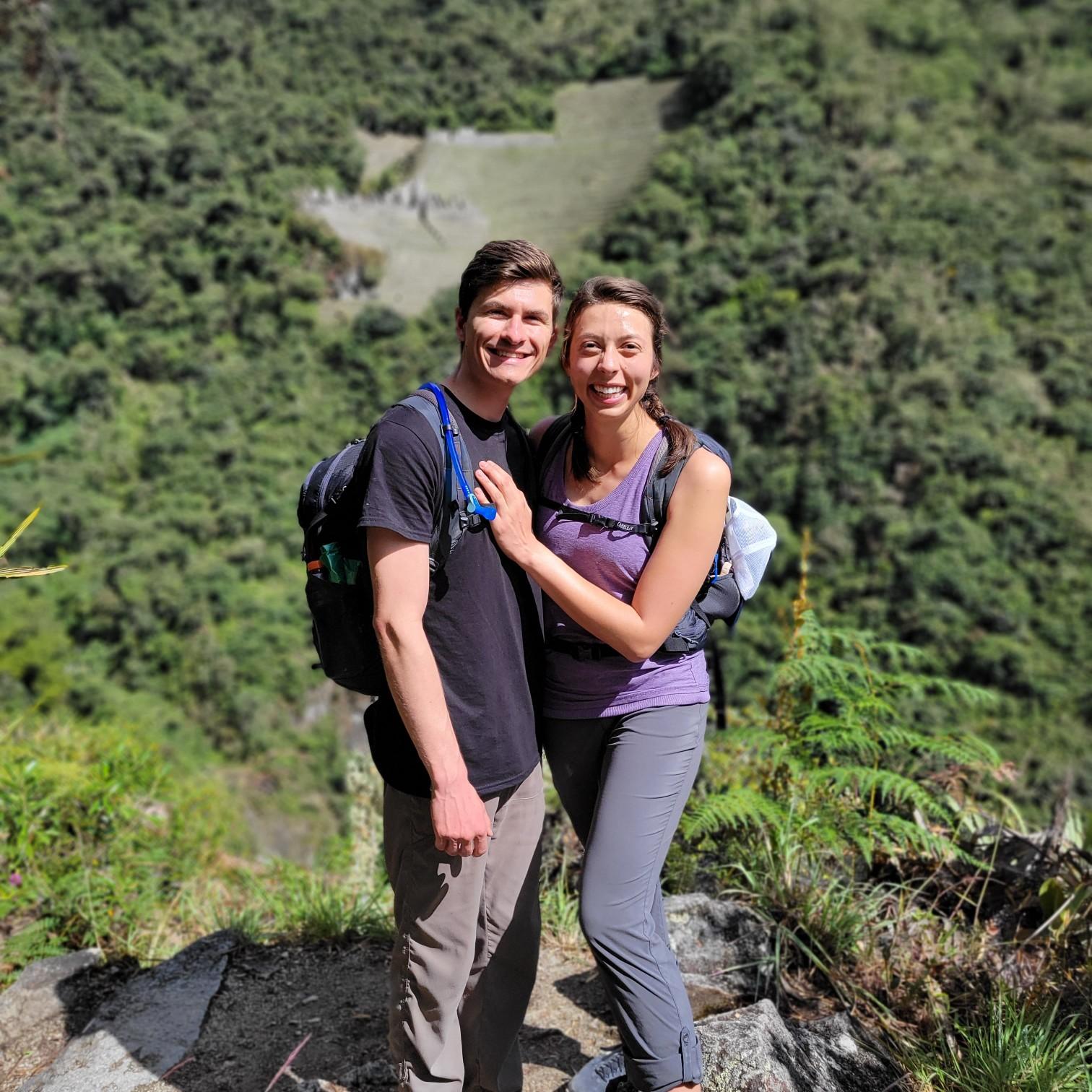 Hiking to Machu Picchu.