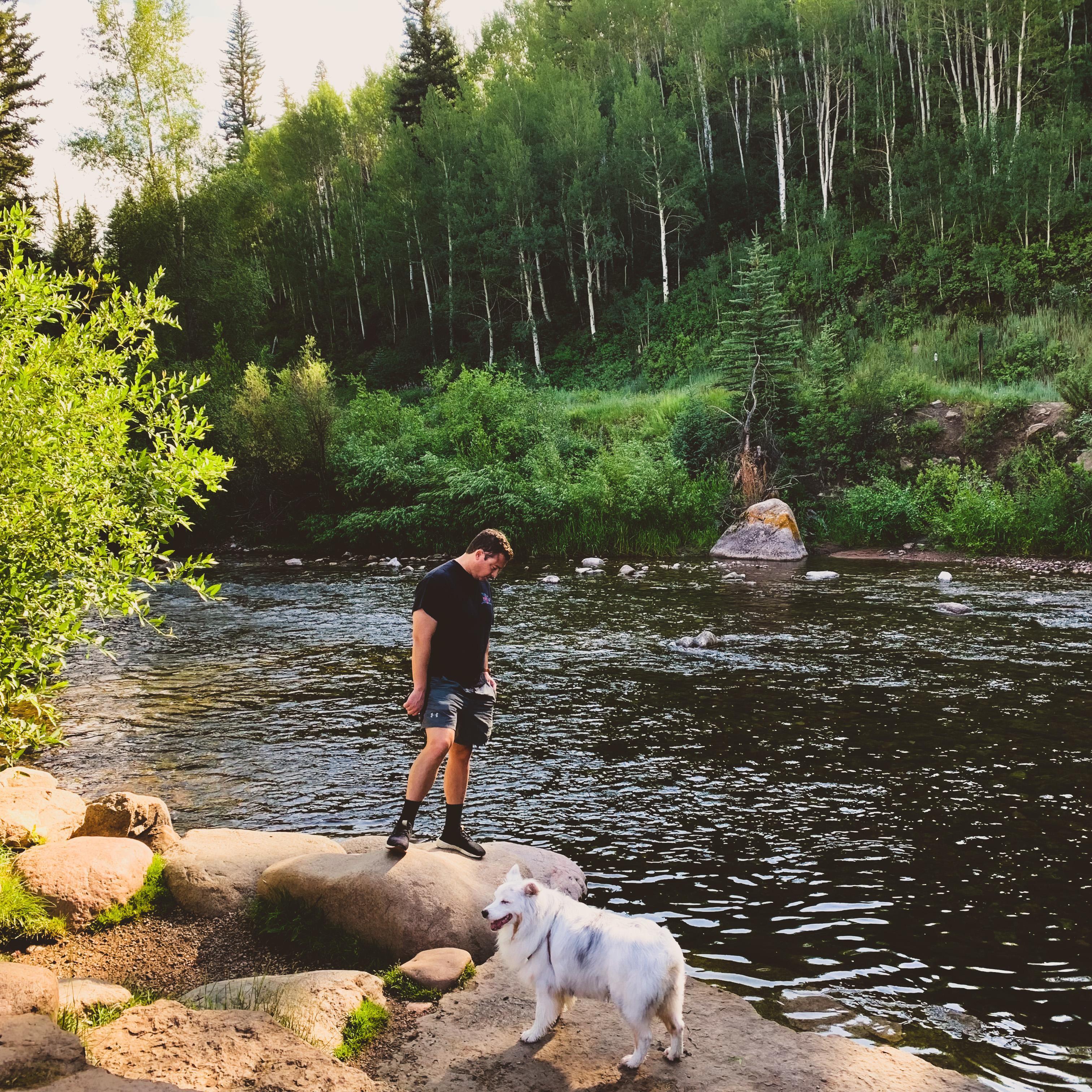 Exploring a dog park in Vail, Colorado.