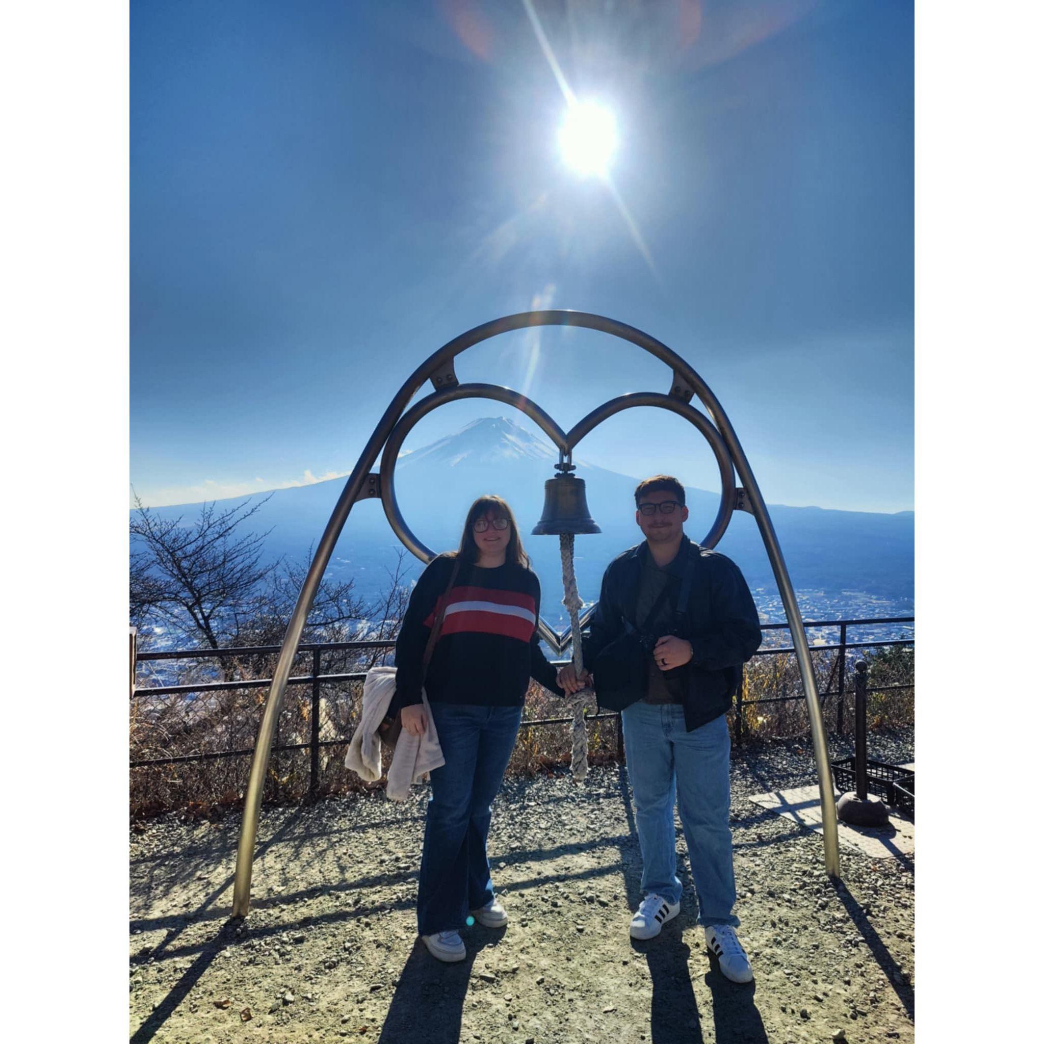 This is at Fujikawaguchiko and we got to ring the Tenjo Bell, where couples can hold the rope and ring the bell to keep their relationship happy.
