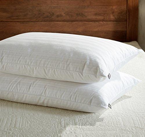 downluxe Goose Feather Down Pillow - Set of 2 Bed Pillows with Premium 100% Cotton Shell, Queen