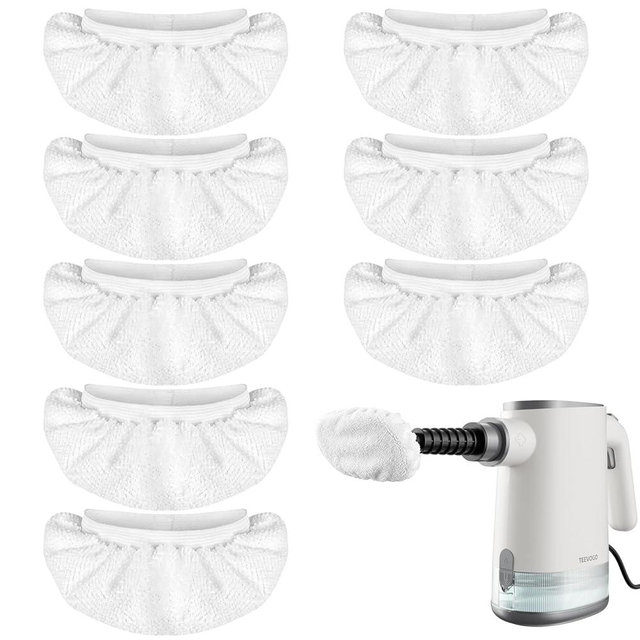 TEEVOGO 8 Pack Universal Microfiber Cloths for Handheld Steam Cleaner, Double-Layered Reusable & Washable Pads, Compatible with Bissell SteamShot, Wagner, PurSteam, McCulloch, Dupray and More