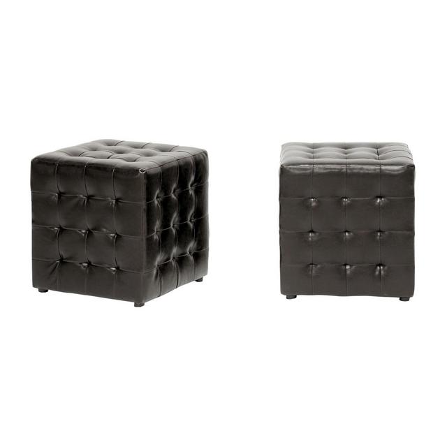 Set of 2 Siskal Modern Cube Ottoman Dark Brown - Baxton Studio