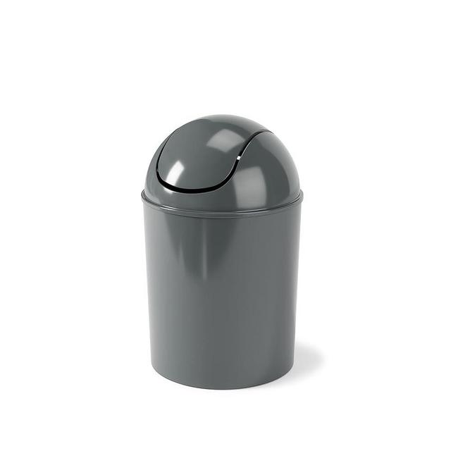 Umbra 1.25-Gallon Mini Waste Can w/Swing-Top Lid - Small Garbage Bin for Compact Spaces Under Tables & Counters, Miniature Trashcan, Removable Lid for Kitchens Bathrooms Bedrooms Dorms, Dark Grey
