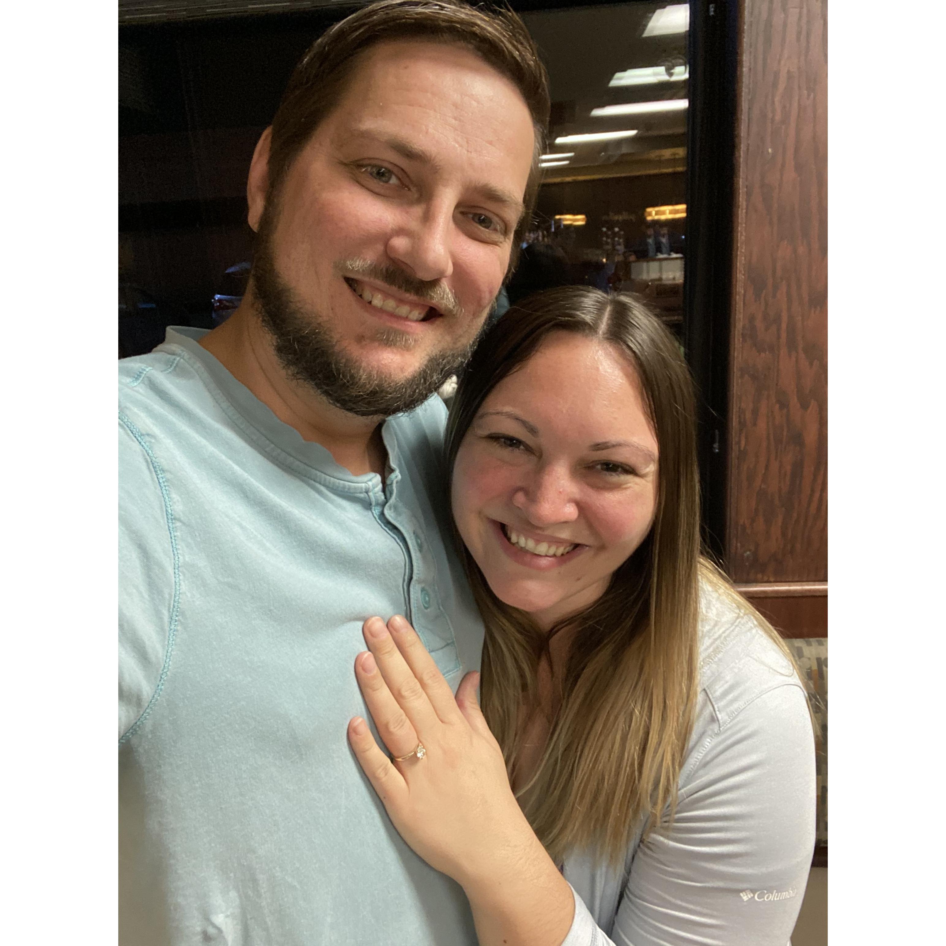 Just after he popped the question! We were all smiles!