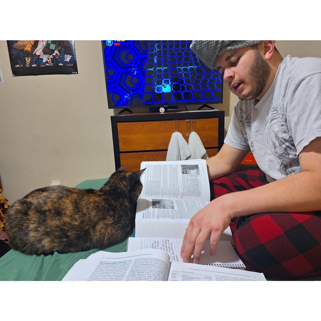 Carson studying with Belle