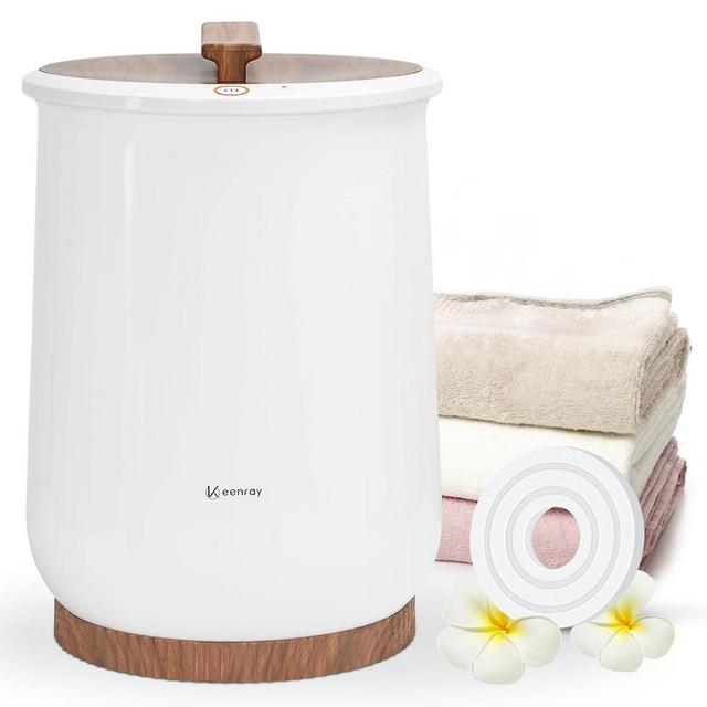 Keenray Towel Warmers, Luxury Bucket Towel Warmer, Large Towel Warmer for Bathroom, Auto Shut Off, Fits Up to Two 40"X70" Oversized Towels, Bathrobes, Blankets, PJ's and More (Brown)