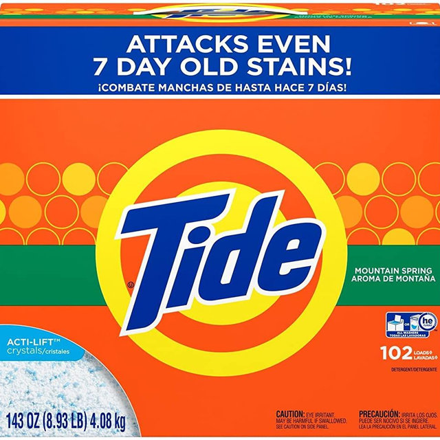 Tide Powder Laundry Detergent, Mountain Spring, 102 Loads 143 oz