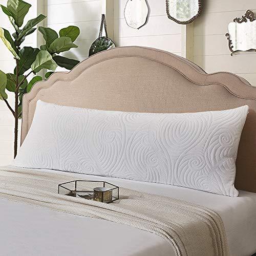 DOWNCOOL Memory Fiber Filling Body Pillow- Removable Zippered Bamboo Outer Pillow Cover- Breathable Bed Pillow for Long Side Sleeper- 20 x 54 inch