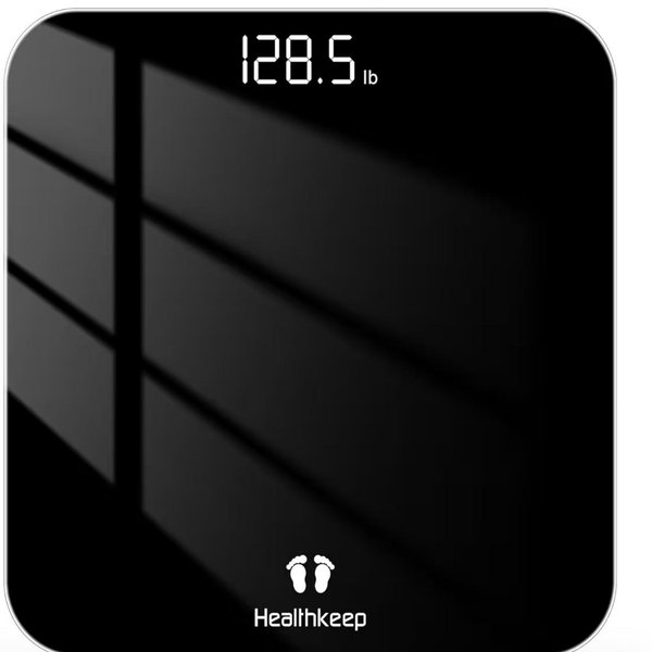Digital Bathroom Scale for Body Weight: High-Precision 4-Sensor Accuracy, LED Display, 400lb/180kg Capacity, Safe Rounded Corners, Batteries Included