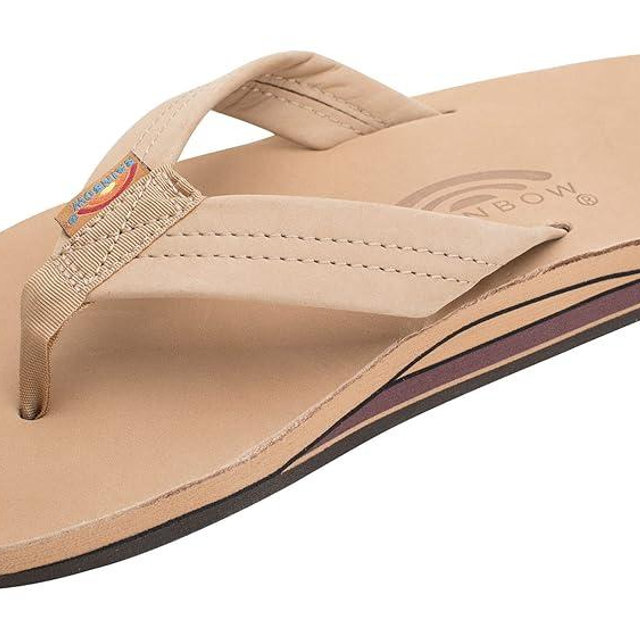 Rainbow Sandals Men's Leather Double Layer with Arch Wide Strap