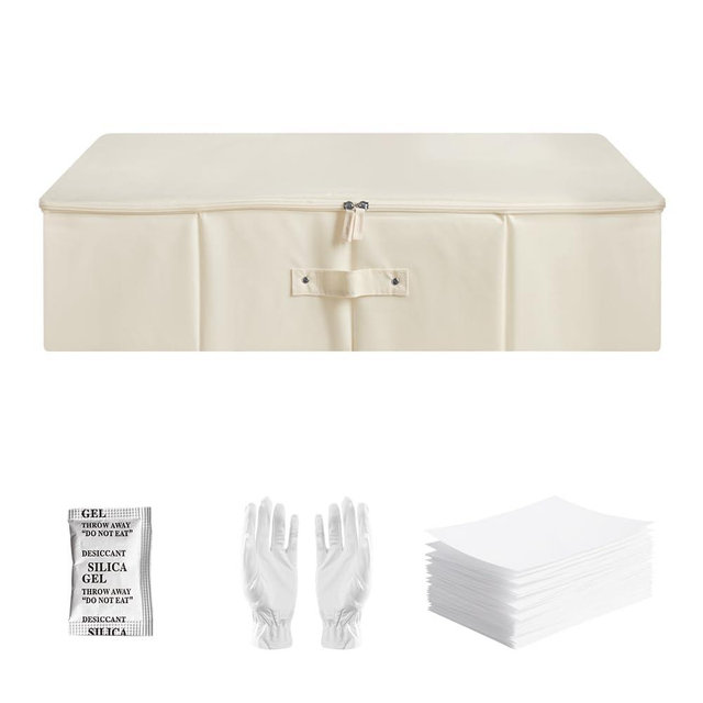 LYIBPIS Beige Wedding Dress Storage Box with 30Pcs Acid-free Tissue Paper used as Heirloom Wedding Gown Storage Box