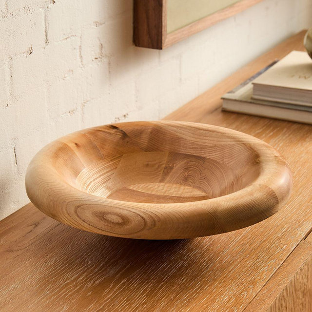 Wood Bubble Rim Bowl, Light Ash, 14 Inches