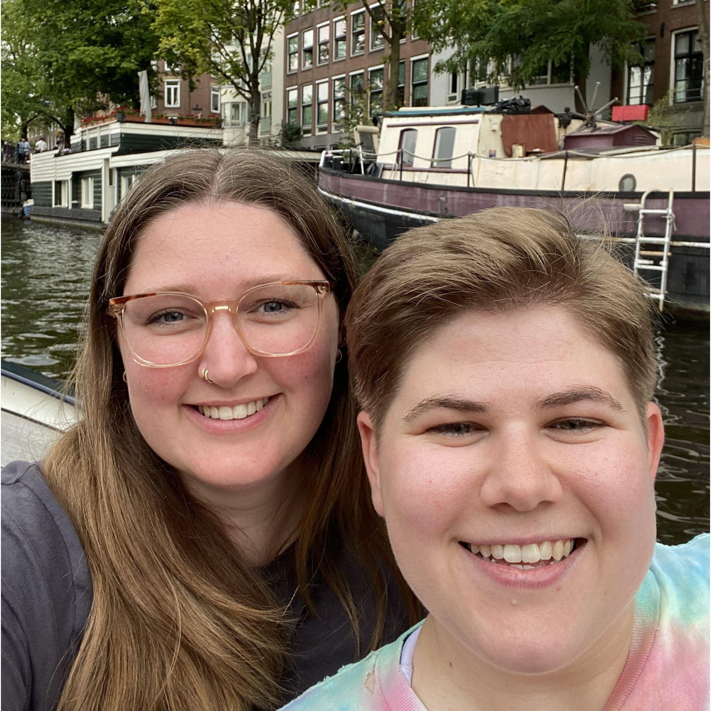 Cruising through the canals of Amsterdam. We got rained on but we had a blast!