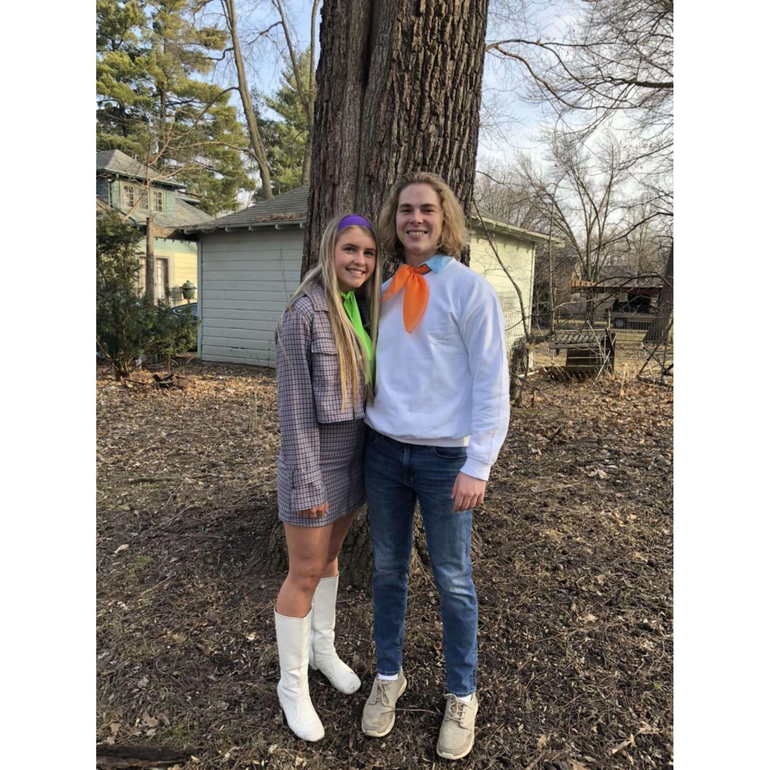 This was the couple's first photo together. Jacob asked Natalie to Phi Delta Theta's dynamic duo-themed bus party. March 6, 2020 - Freshman Year