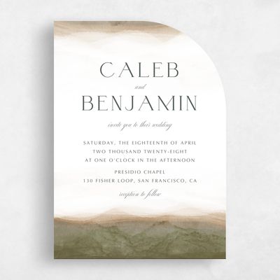 Brown Half arch Wedding Invitation - Dew Portrait