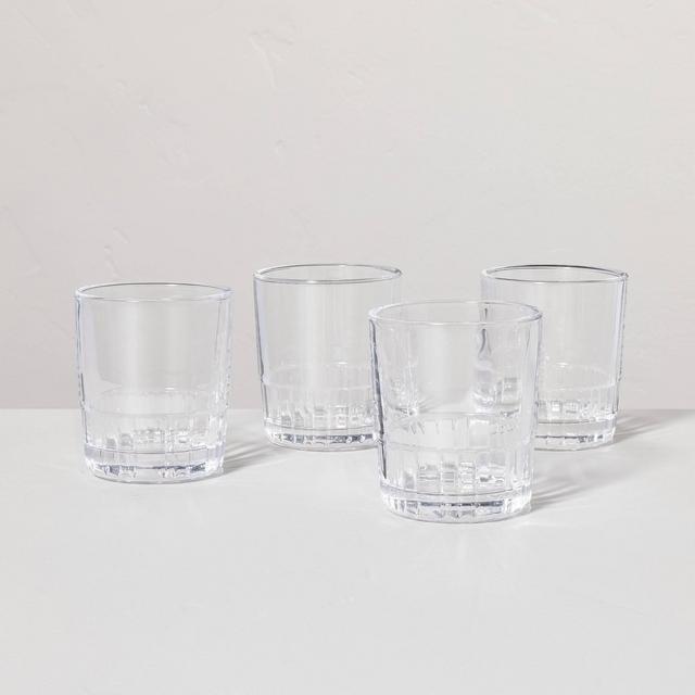 4pk 6.5oz Short Fluted Glass Tumbler Set Clear - Hearth & Hand™ with Magnolia