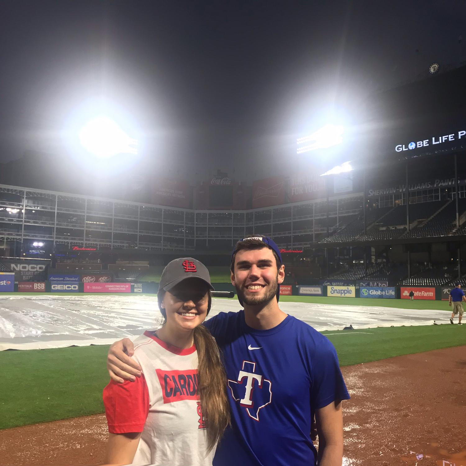 On the field at the old Globe Life Park!