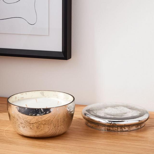 Lidded Mercury Glass Candle, Silver