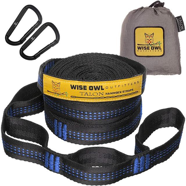 Wise Owl Outfitters Hammock Straps for Trees - 20ft Long, 1 Inch Thick, Heavy Duty Camping Hammock Tree Straps w/ 38 Loops & 2D Carabiners - Essential Hammock Accessories