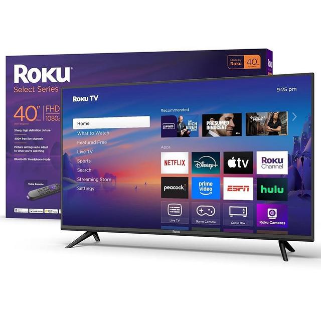 Roku Smart TV 2025 – 40-Inch Select Series, 1080p Full HD TV – RokuTV with Voice Remote – Flat Screen LED Television with Wi-Fi for Streaming Live Local News, Sports, Family Entertainment