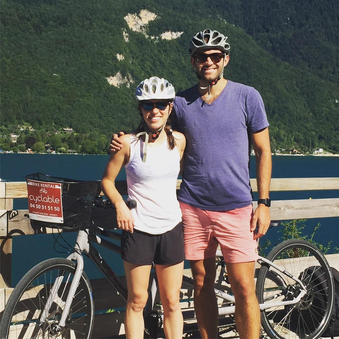 Testing our relationship by riding a tandem bicycle 25 miles - Lake Annecy, France