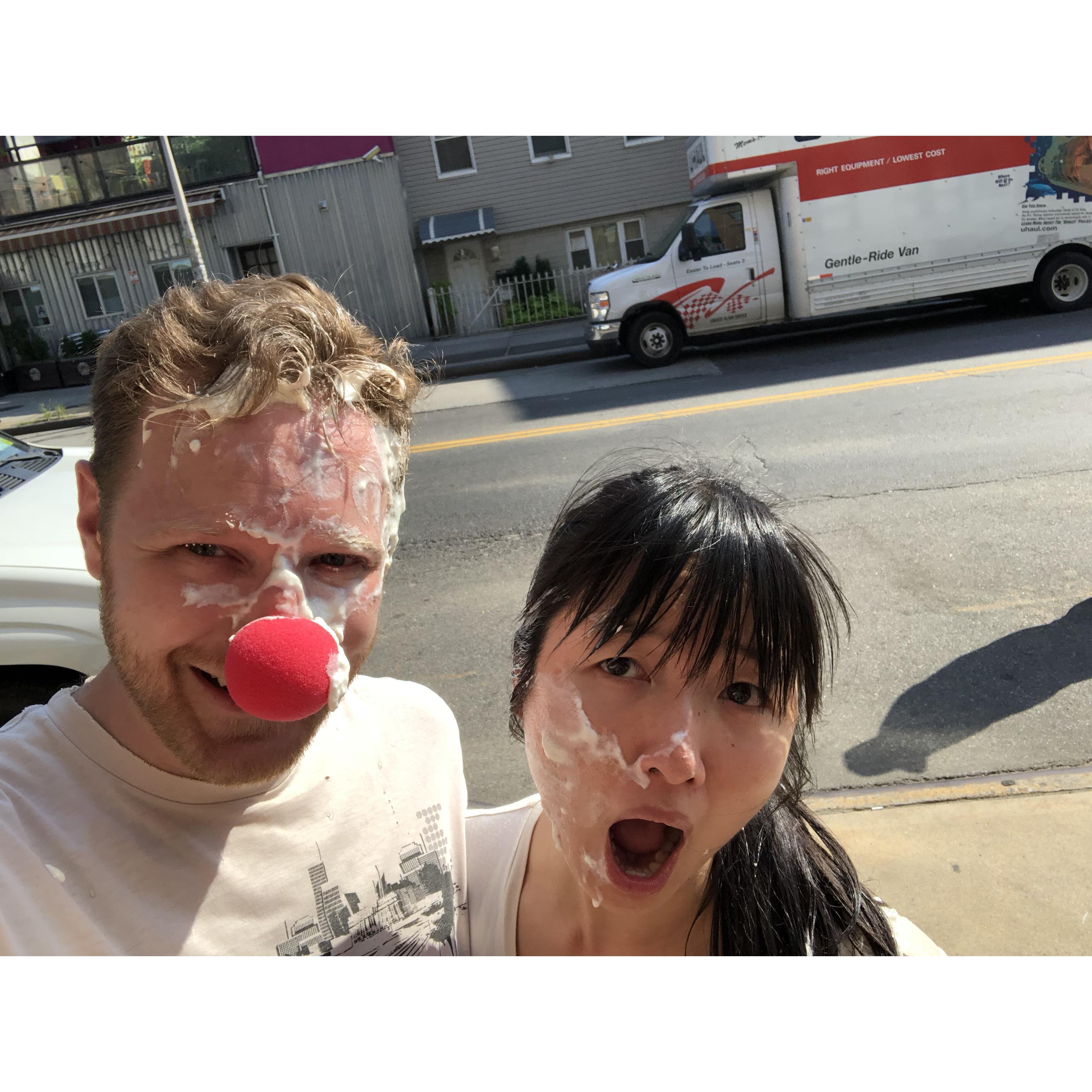 We were in a pie throwing party
