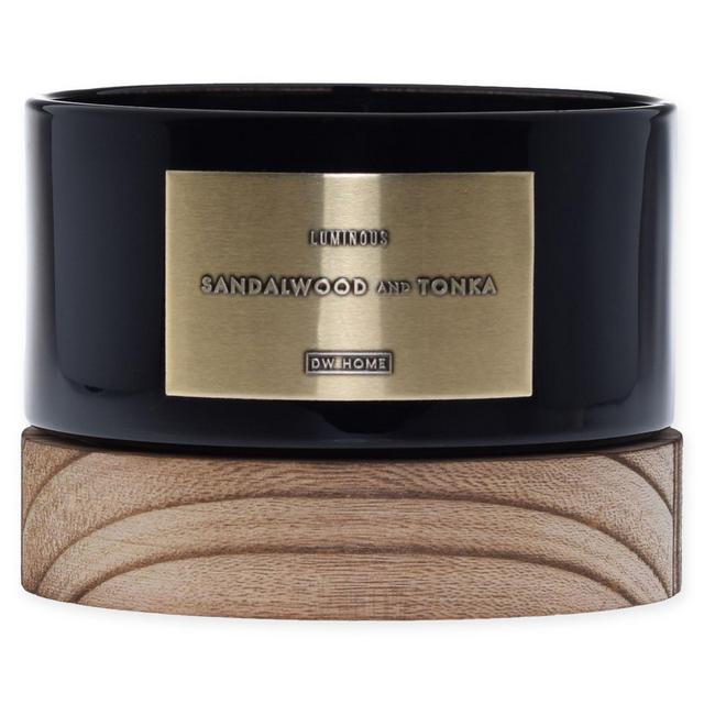 DW Home Sandalwood and Tonka Wood-Accent 17 oz. 3-Wick Jar Candle in Black
