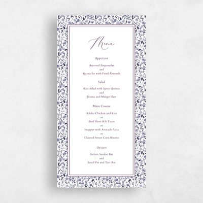 Dark Berry, Blue Wedding Menu - Ariella