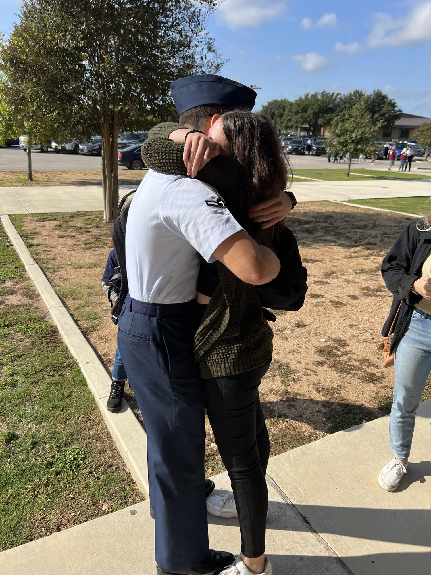 This photo was taken after Mario got out of basic training. Mario went two months without his phone. We had to write letters to each other everyday.