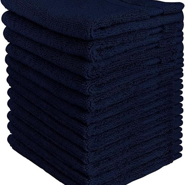 Utopia Towels - Premium Washcloths Set (12 x 12 Inches, Navy Blue) - 600 GSM 100% Cotton Flannel Face Cloths, Highly Absorbent and Soft Feel Fingertip Towels (12-Pack)