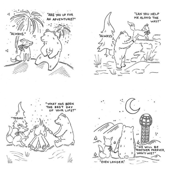 The story of The Bear & The Fox (aka Jack & Catherine) - Created by The Couple, Illustrated by the fabulous Paris Woodhull