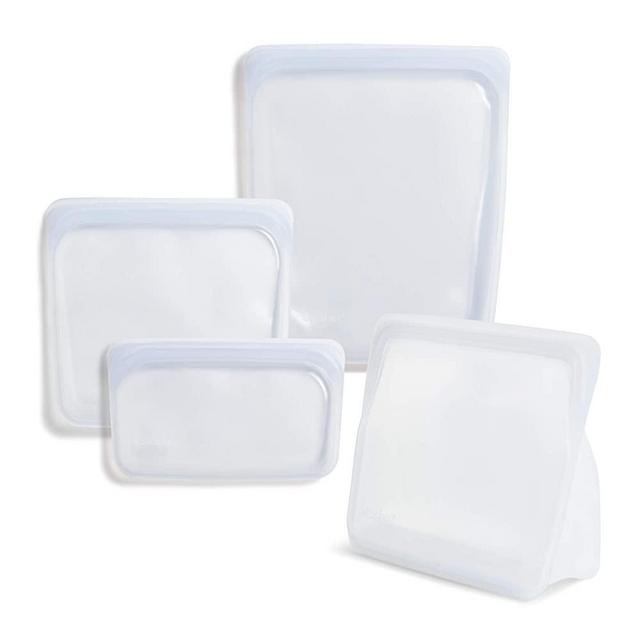 Stasher 100% Silicone Food Grade Reusable Storage Bag, Clear (Sandwich + Snack + 1/2 Gallon + Stand-Up Mid) | Plastic Free Lunch Bag | Leakproof, Dishwasher-Safe, Eco-friendly, Non-Toxic